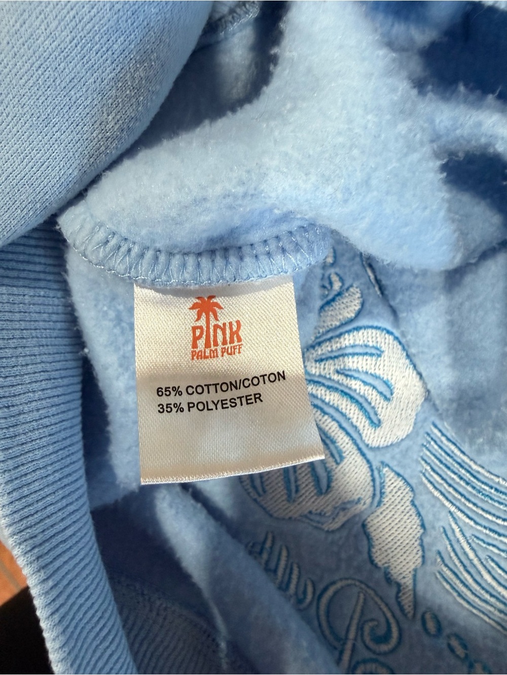 Pink Palm Puff Blue “Everything Comes in Waves” Sweatshirt, Size Medium - Picture 7 of 8